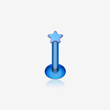 Colorline PVD Star Top Internally Threaded Labret-Blue